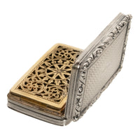 Antique Georgian Sterling Silver Gilt Vinaigrette Birmingham William Simpson, 1826