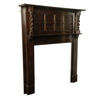 Antique American Craftsman Mission Oak Barley Twist Column Fireplace Mantel 1900
