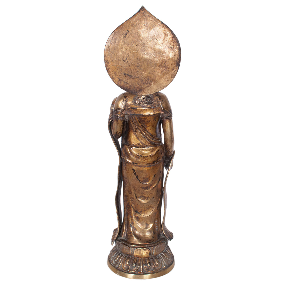 Antique 18th Century Japanese Edo Gilt Bronze Kannon Buddha Statue Figure 1750