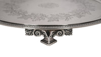 Antique Engraved Sterling Silver Tiffany & Co Footed Salver Tray New York 1870