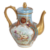 Antique French Sevres Handpainted & Gilded Porcelain Neoclassical 8 Piece Tete-a-Tete Tea Set 1900