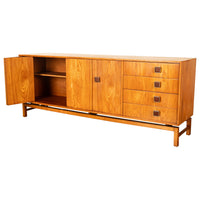 Original Danish Mid Century Modern Teak Credenza Sideboard Cabinet 6' Long 1960