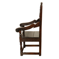 Antique 18th English Century Georgian Carved Oak Wainscot Chair Yorkshire 1720
