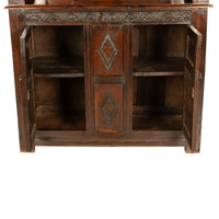 Antique English 17th Century Jacobean Charles I Carved Oak Court Cupboard Cabinet 1630