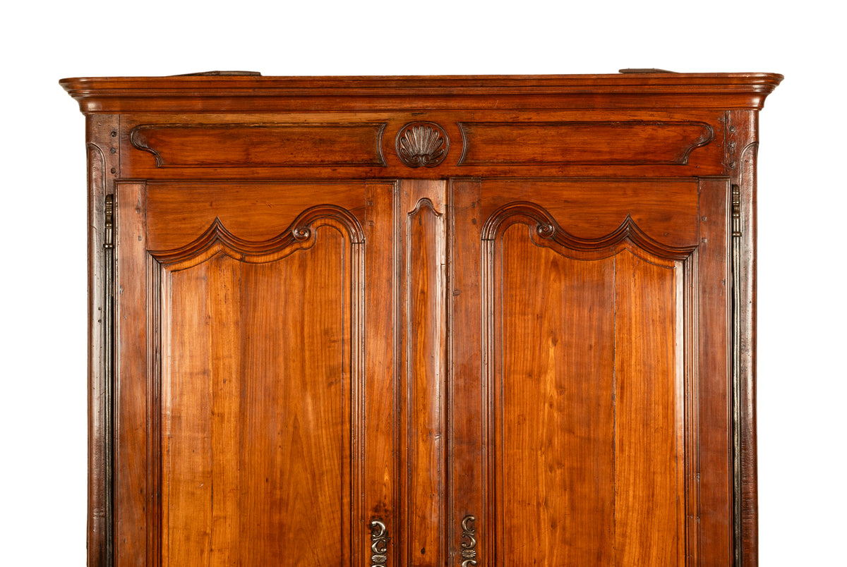 Antique French 18th Century Provincial Carved Cherry Wood Armoire Wardrobe 1780