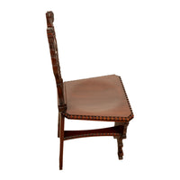 Antique Carved Italian Renaissance Revival Sgabello Chair Coat of Arms & Cherubs, 1870