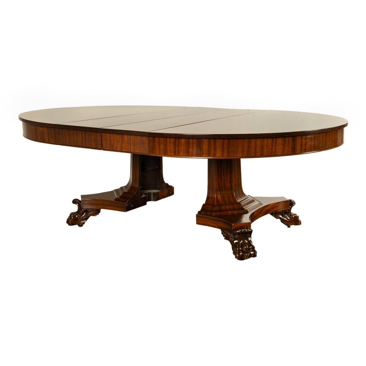 Antique American Empire 60" Extending to 10' Mahogany Pedestal Dining Table 1830