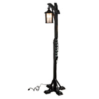 Antique Mission Arts Crafts Carved Oak Adjustable Floor Lamp Glass Lantern 1930