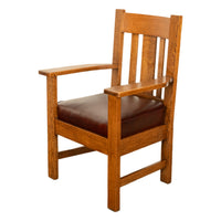 Antique Set 4 American Oak Arts & Crafts Mission Arm Chairs Stickley Oregon 1910