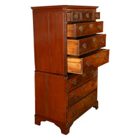 Antique 18th Century Georgian Flame Mahogany Chest on Chest Highboy Dresser 1780