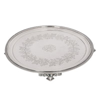 Antique Engraved Sterling Silver Tiffany & Co Footed Salver Tray New York 1870