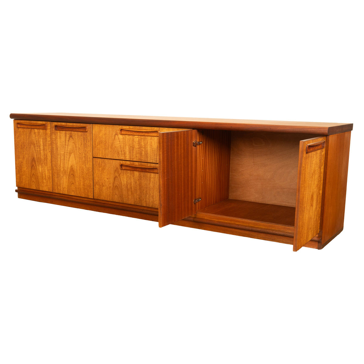 Vintage Mid Century Modern Danish Teak Credenza Sideboard Console Avalon 1960s
