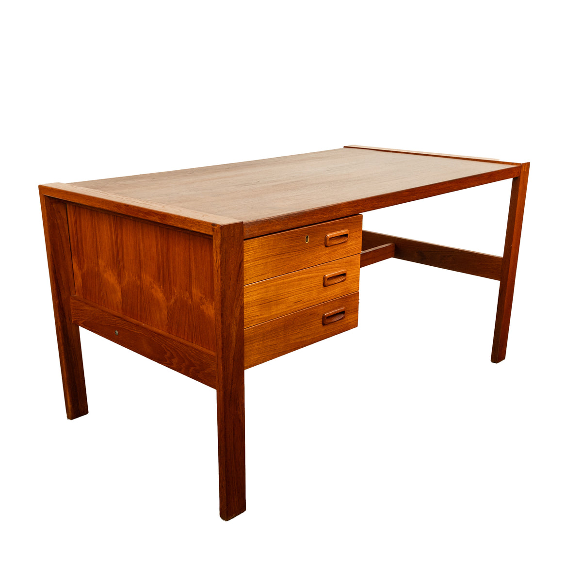 Mid Century Modern Danish Teak Desk Skovby Møbelfabrik 55" Wide Signed 1970