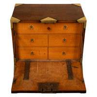 Antique 19th Century Oak Brass Campaign Chest Document Captain's Strong Box 1780