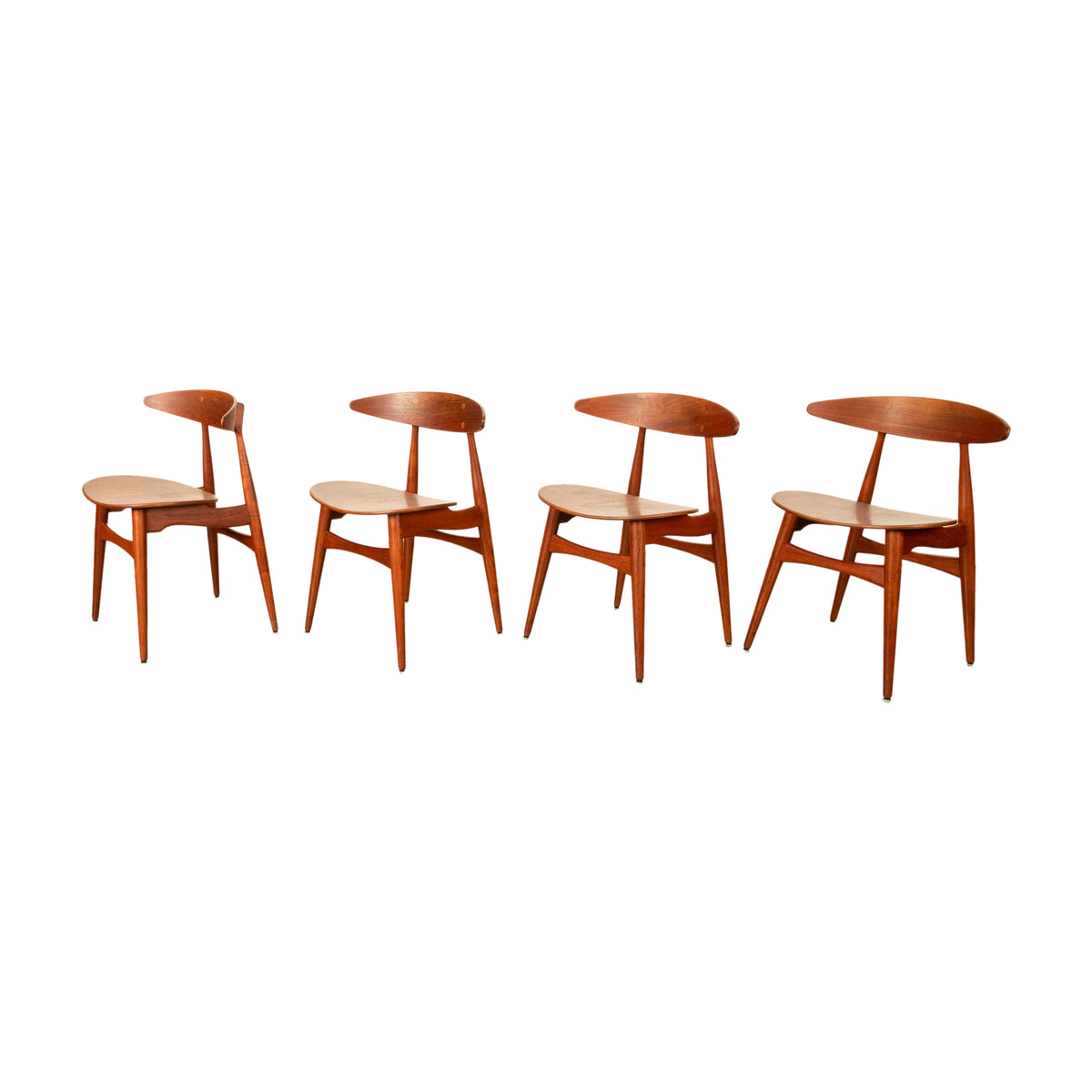 Danish MCM Set of Four Hans J. Wegner CH-33 Teak Chairs Carl Hansen & Søn 1960