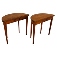 Antique Pair of Georgian Demi-lune Inlaid Mahogany & Stainwood Card Tables 1780 Ex-Christies