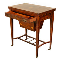 Antique Rosewood Regency Inlaid Chess Backgammon Cribbage Game Sewing Table 1890