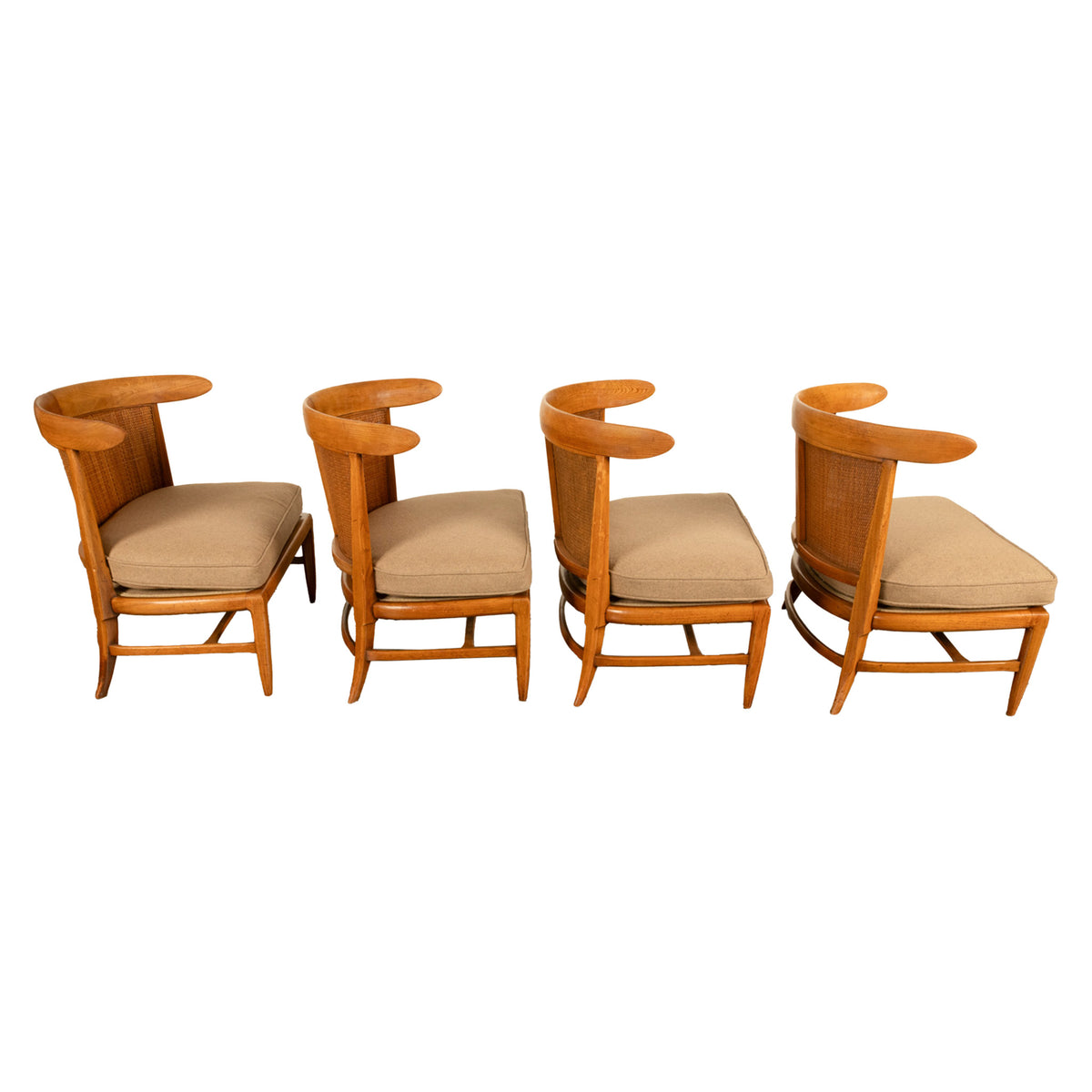 Mid Century Modern 54" Coffee Table Set 4 Slipper Chairs Signed Tomlinson 1959