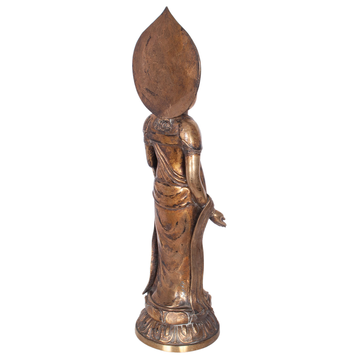 Antique 18th Century Japanese Edo Gilt Bronze Kannon Buddha Statue Figure 1750