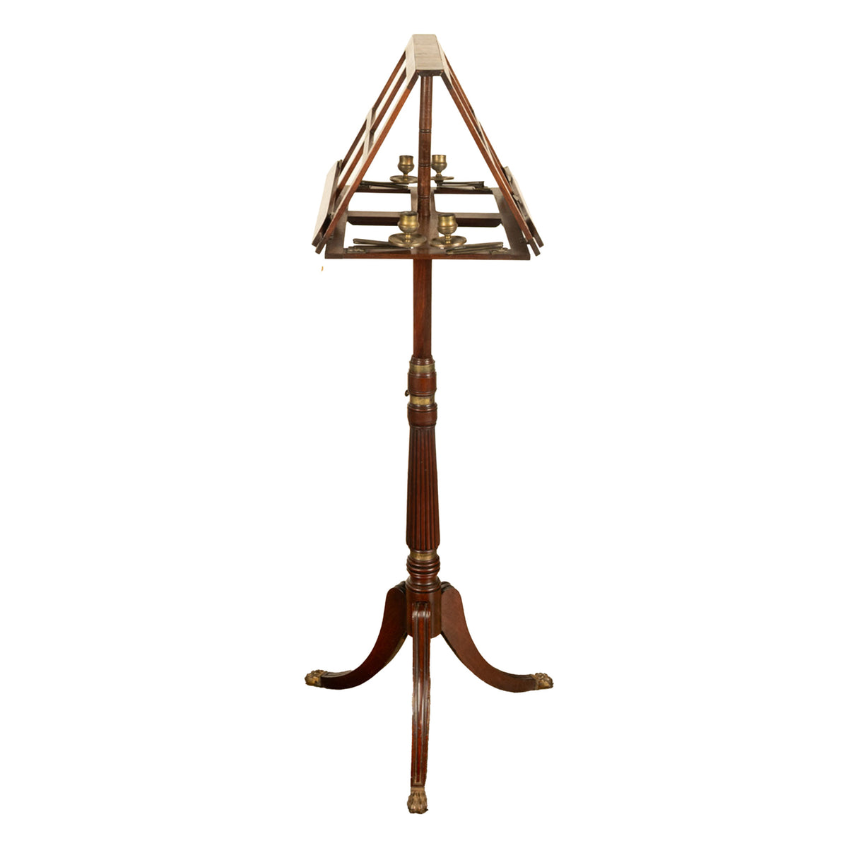 Antique Georgian Brass-Mounted Candle Sconces Mahogany Duet Music Stand 1790