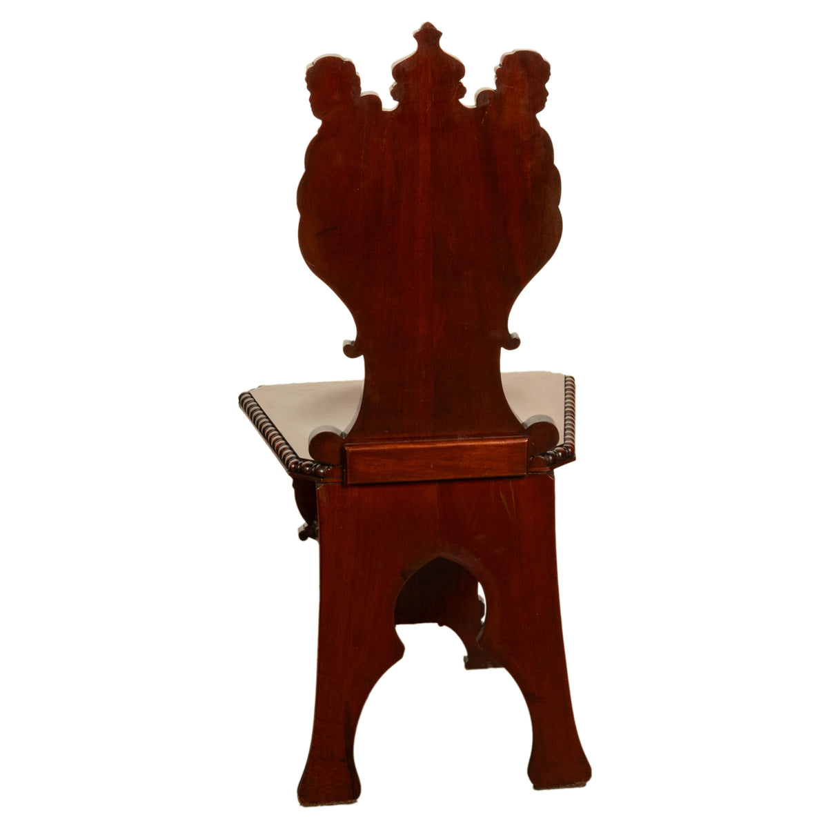 Antique Carved Italian Renaissance Revival Sgabello Chair Coat of Arms & Cherubs, 1870