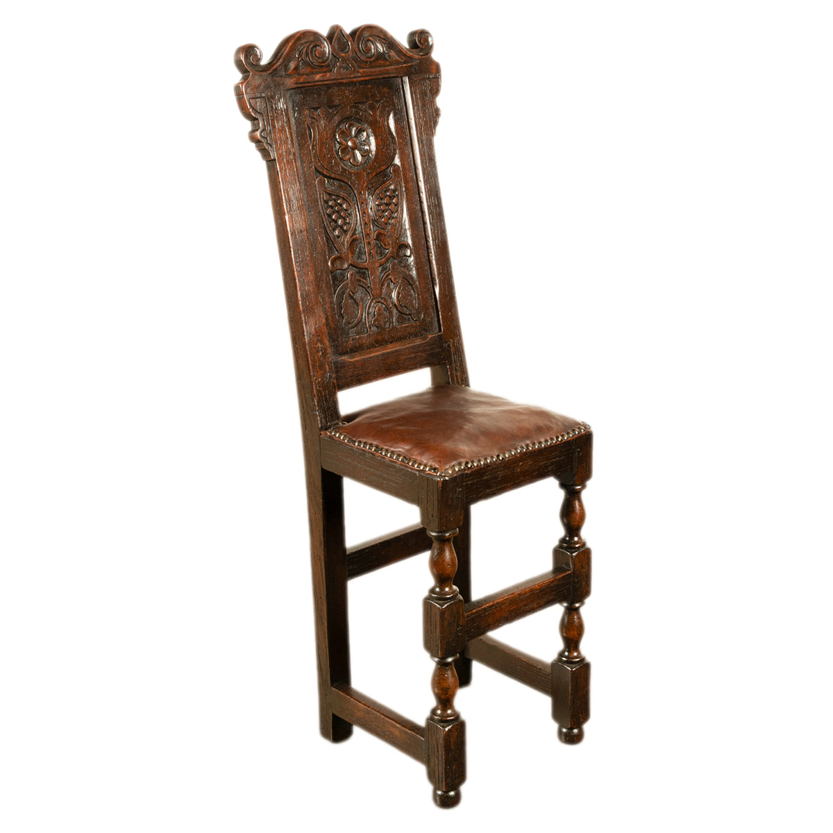 Antique 17th Century William & Mary Carved Oak Child's Wainscot Chair Yorks 1690
