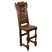 Antique 17th Century William & Mary Carved Oak Child's Wainscot Chair Yorks 1690