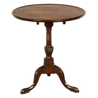 Antique American Carved Chippendale Mahogany Tilt-Top Table Candlestand Philadelphia 1770