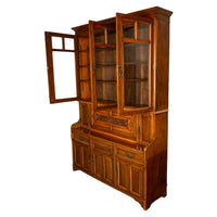 Antique Victorian Art Nouveau Carved Oak Secretary Bookcase Bibliotheque 1890
