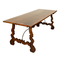 Antique 18th Century Spanish Walnut & Iron Dining Refectory Trestle Table 1780