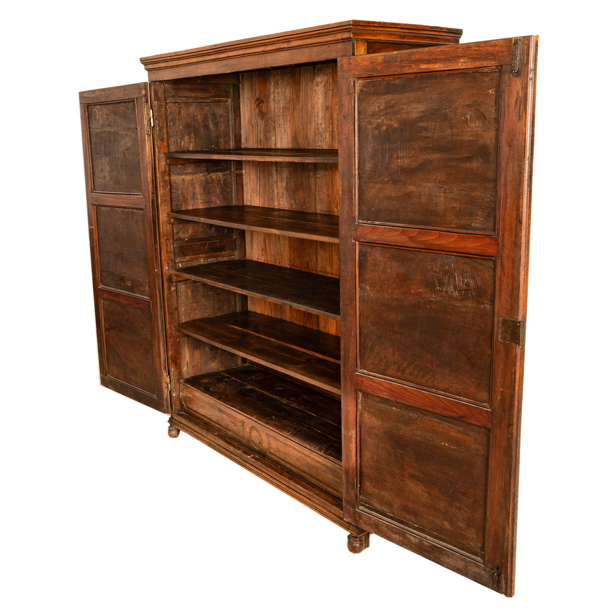 Antique 18th Century French Carved Walnut 2 Door Bonnetiere Armoire Cabinet 1780