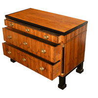 Antique Austrian Biedermeier Walnut Ebony Gilt Bronze Chest Drawers Commode 1820