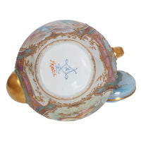 Antique French Sevres Handpainted & Gilded Porcelain Neoclassical 8 Piece Tete-a-Tete Tea Set 1900