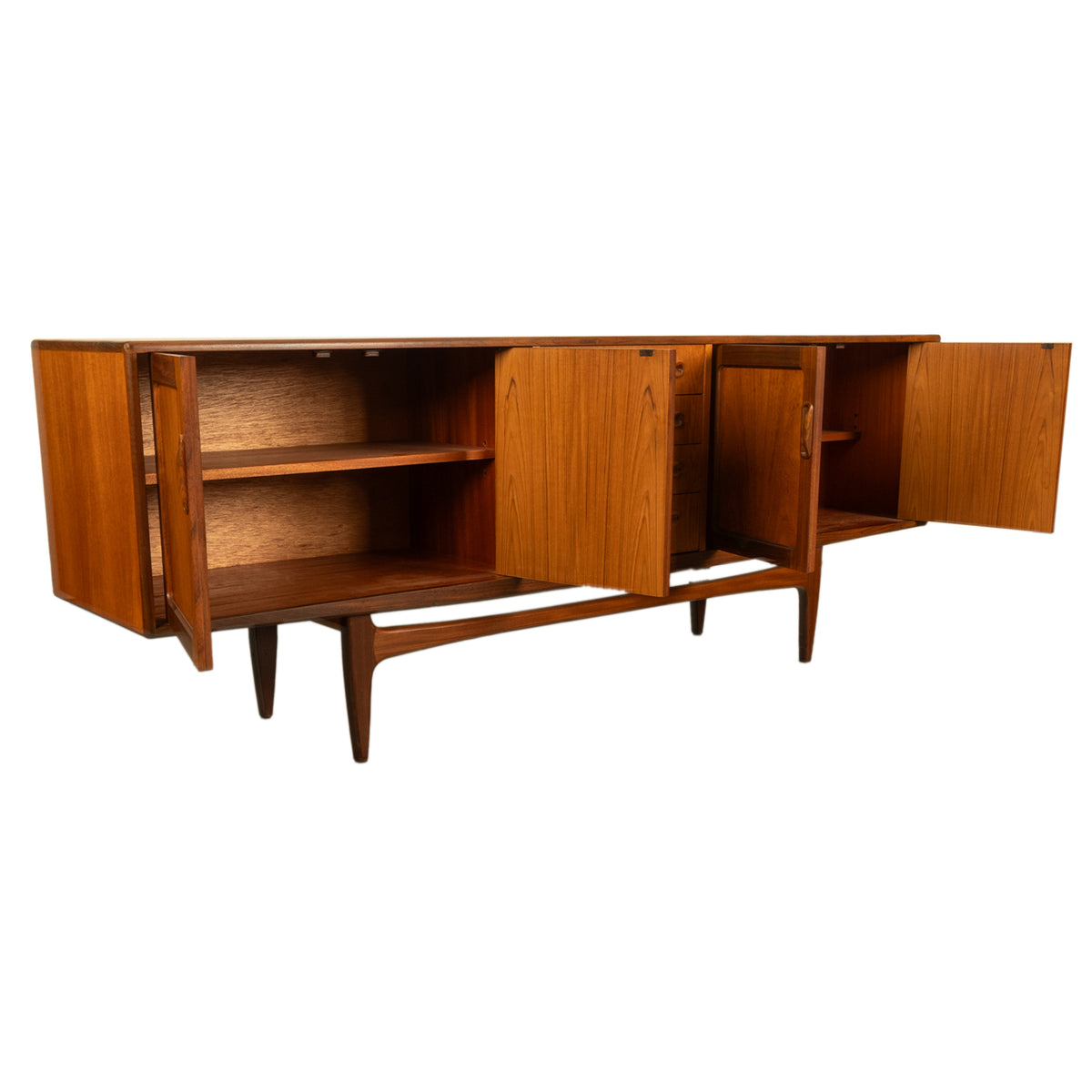 Original Mid Century Modern G Plan Teak Fresco Long 4 Door Drawer Credenza 1966