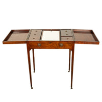 Antique Inlaid Mahogany Georgian Sheraton Folding Vanity Mirror Dressing Table