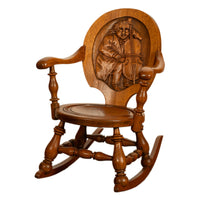 Antique American George Arndt Arts Crafts Oak Ben Franklin Rocking Chair NY 1900