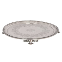 Antique Engraved Sterling Silver Tiffany & Co Footed Salver Tray New York 1870