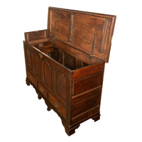 Antique Early Georgian Large 4 Panel 3 Drawer Hinged Top Mule Chest Coffer 1740