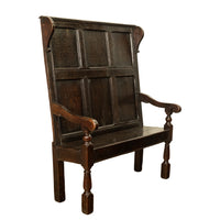 Antique Jacobean 17th Century Oak Settle Bench Shakespeare Ann Hathaway 1610