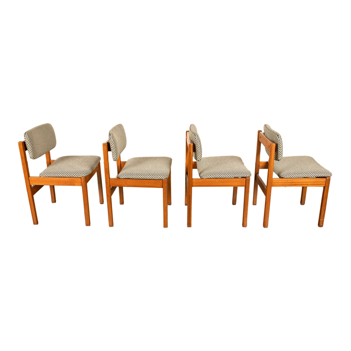 Mid Century Modern Danish Jens Risom Set 4 Teak Dining Chairs 1960 Newly Re-upholstered