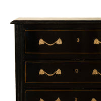 Antique Early 19th C Regency Ebonized Japanned Lacquered Pine Chest Drawers 1820