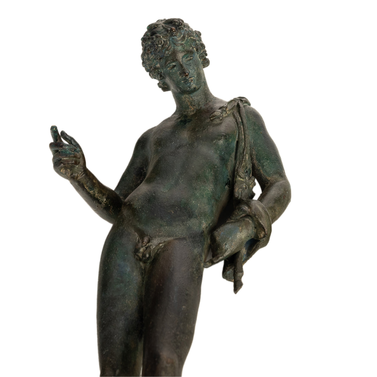 Antique Italian Pompeii Grand Tour Bronze Statue Narcissus Michele Amodio 1862