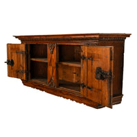 Antique 17th Century German Baroque Inlaid Carved Pine Walnut Wall Cabinet 1680