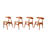 Danish MCM Set of Four Hans J. Wegner CH-33 Teak Chairs Carl Hansen & Søn 1960