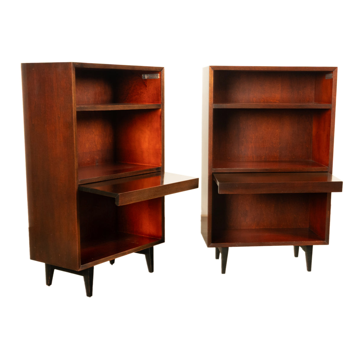 Pair American Modernist Walnut Nightstands George Nelson for Herman Miller 1955
