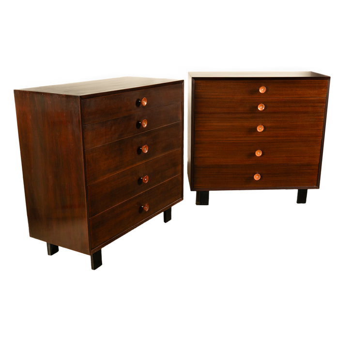 Pair Mid Century Modern Walnut Dressers Chests George Nelson Herman Miller 1955