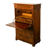 Antique French Charles X Classical Secrétaire à Abattant Desk Chest Walnut 1825