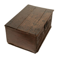 Antique 17th Century Charles II Carved Oak Bible Document Box 6 Plank Trunk 1680