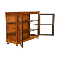 Antique Austrian Biedermeier Walnut Vitrine Table Top Display Collectors Cabinet