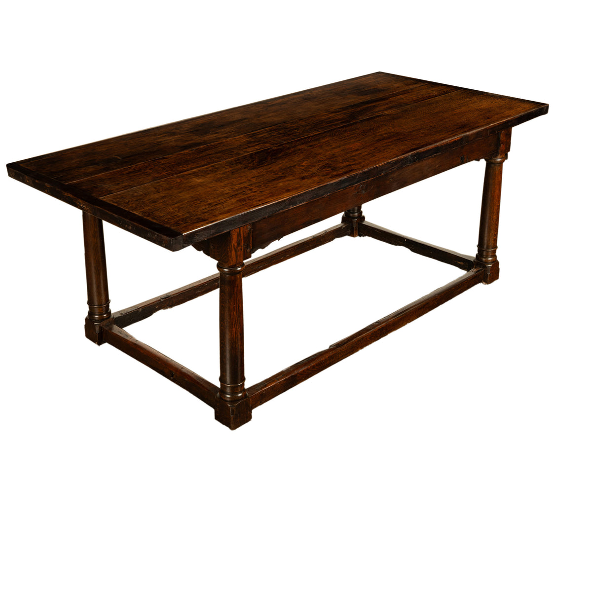 Antique 17th Century Charles I Jacobean 80" long Oak Refectory Dining Table 1630